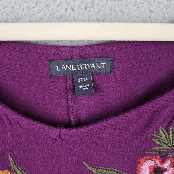 Lane Bryant Top Blouse Tunic Womens 22 24 Comfort Embroidered Flutter Sleeves - Picture 3 of 8